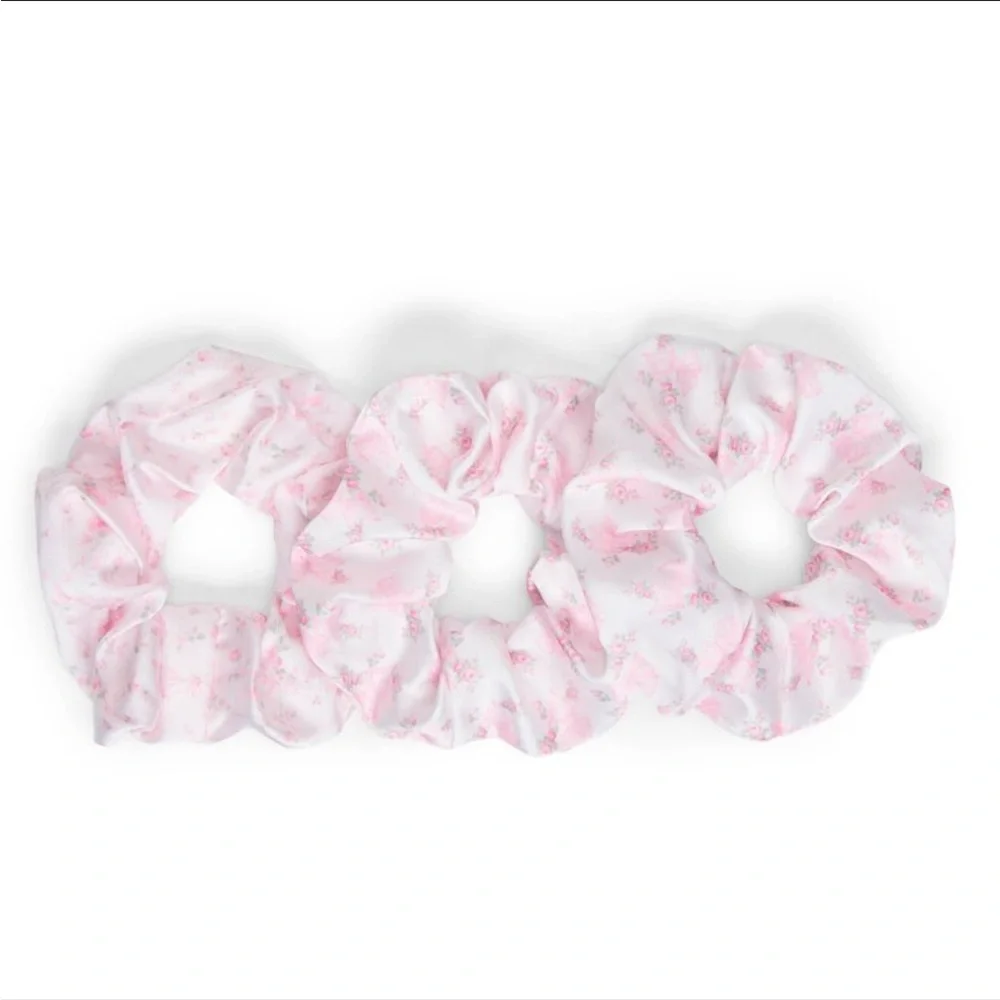 LOVESHACKFANCY Goody Pink Satin Scrunchies 3pc